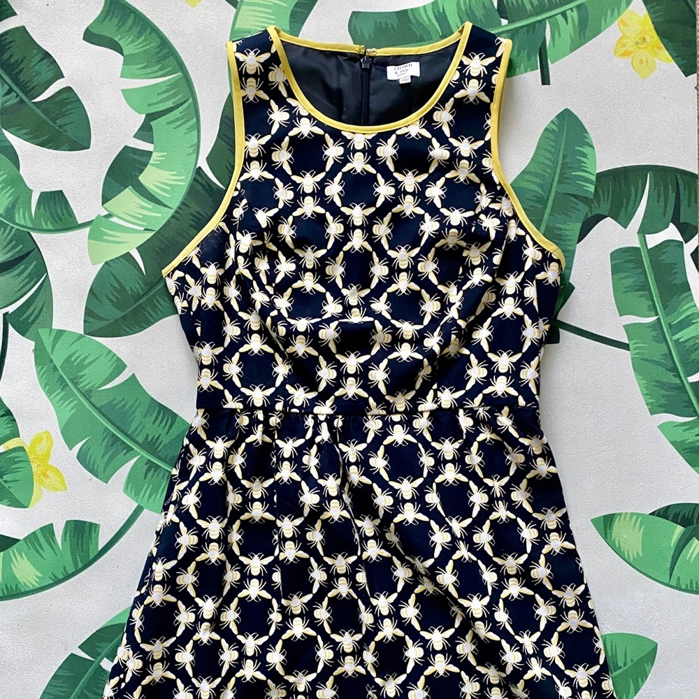 Crown & Ivy Navy and Yellow Bee Pattern Dress